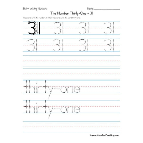 Number 31 Worksheet