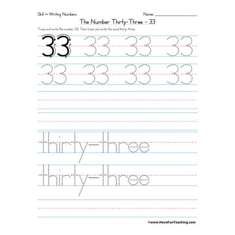 Number 33 Worksheet