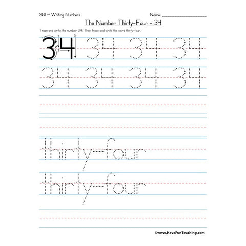 Number 34 Worksheet