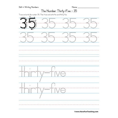 Number 35 Worksheet