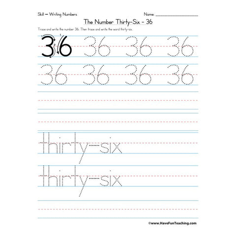 Number 36 Worksheet