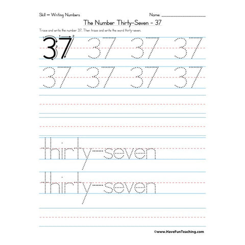 Number 37 Worksheet