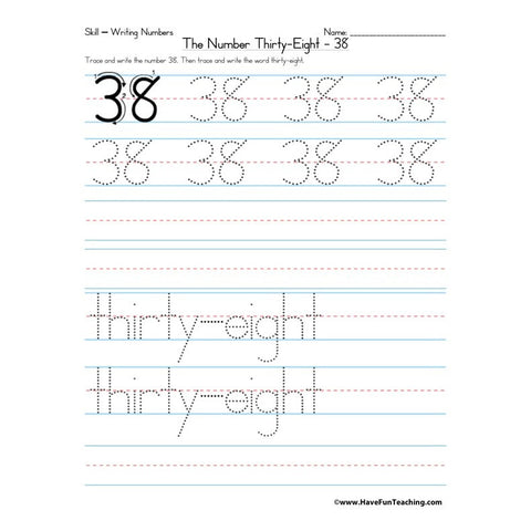 Number 38 Worksheet