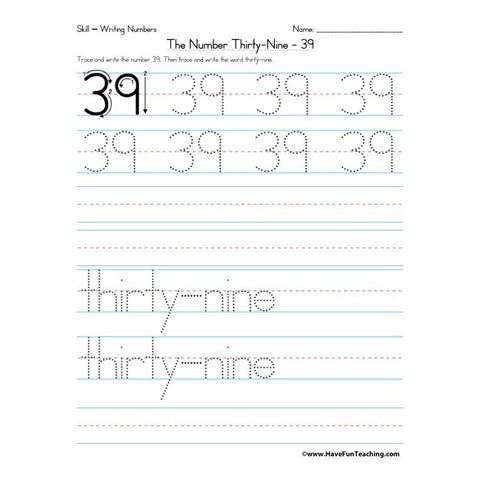 Number 39 Worksheet