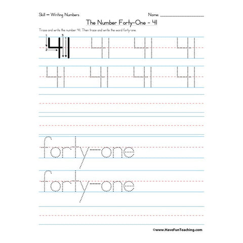 Number 41 Worksheet