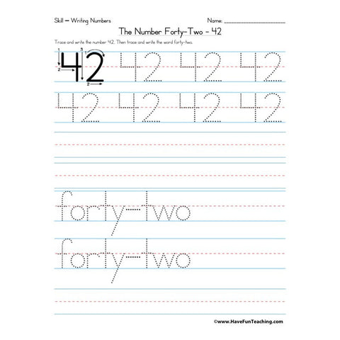 Number 42 Worksheet