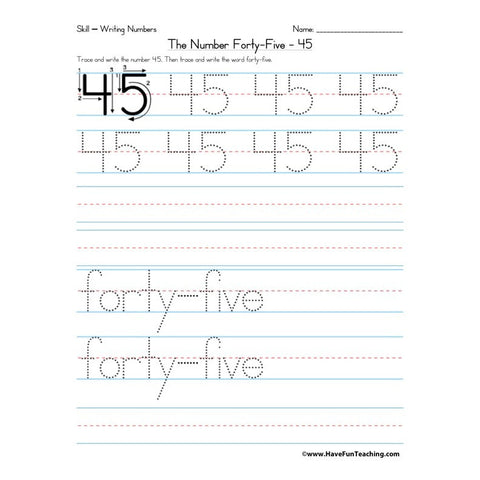 Number 45 Worksheet