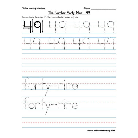 Number 49 Worksheet