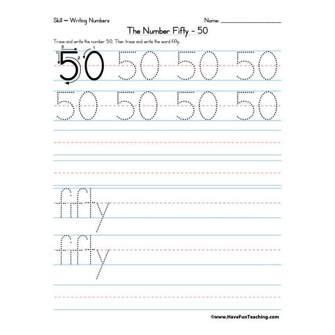 Number 50 Worksheet