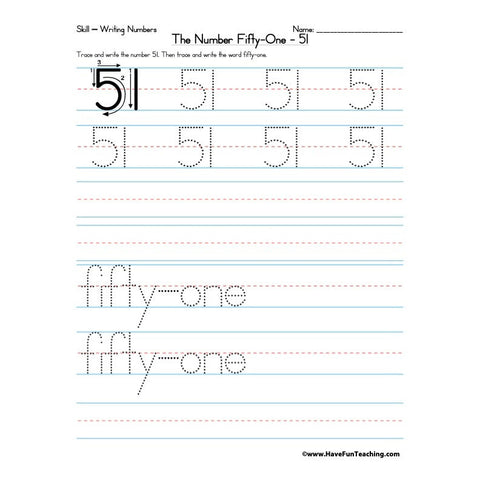 Number 51 Worksheet