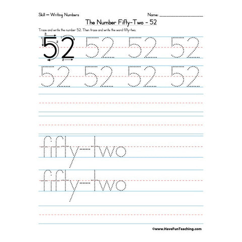 Number 52 Worksheet