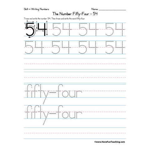 Number 54 Worksheet