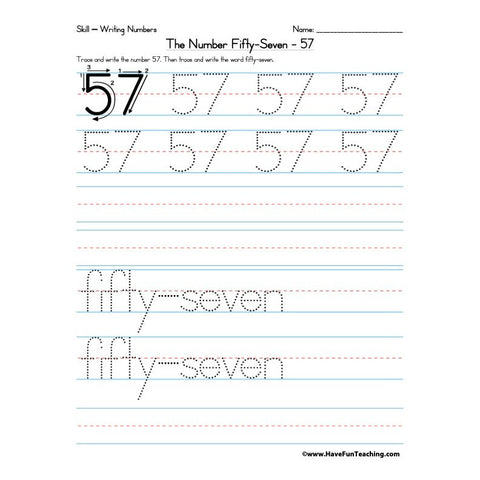 Number 57 Worksheet