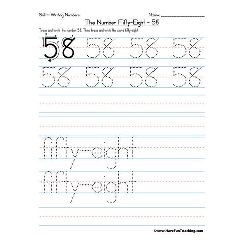 Number 58 Worksheet