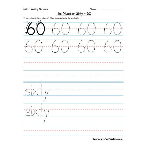 Number 60 Worksheet