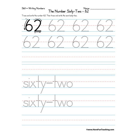 Number 62 Worksheet