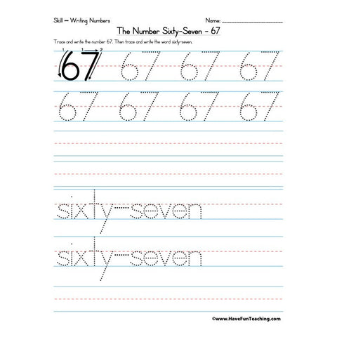 Number 67 Worksheet