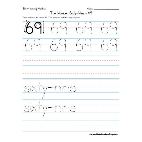 Number 69 Worksheet