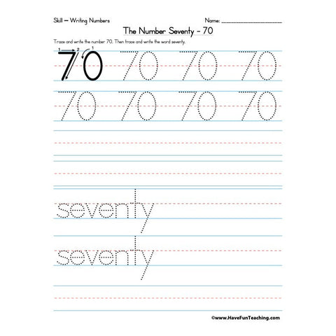 Number 70 Worksheet