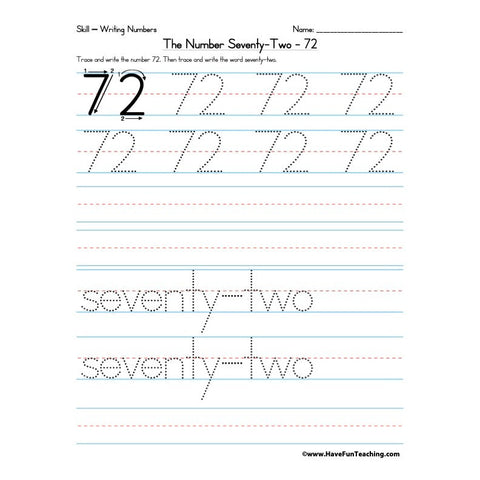 Number 72 Worksheet