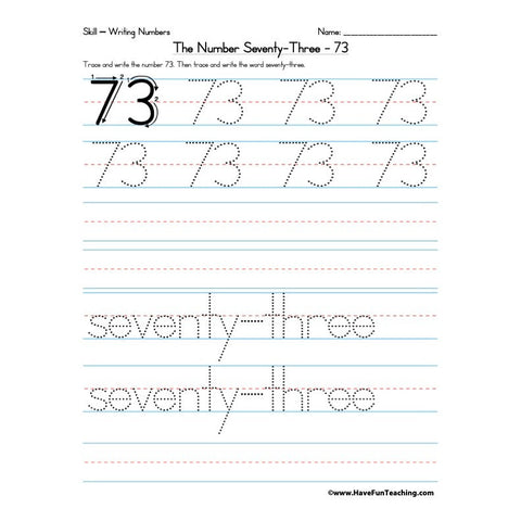 Number 73 Worksheet