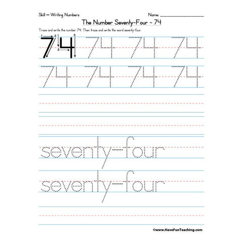 Number 74 Worksheet