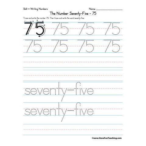 Number 75 Worksheet