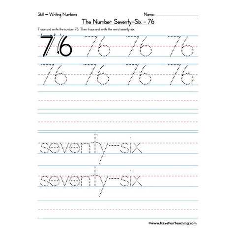 Number 76 Worksheet