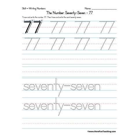 Number 77 Worksheet