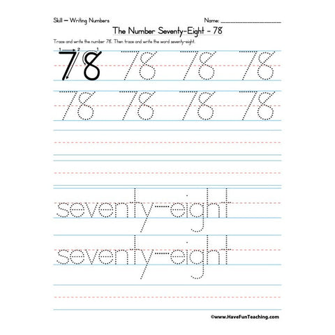 Number 78 Worksheet