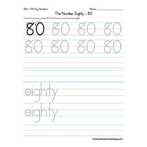Number 80 Worksheet