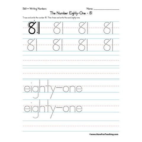 Number 81 Worksheet