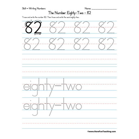 Number 82 Worksheet