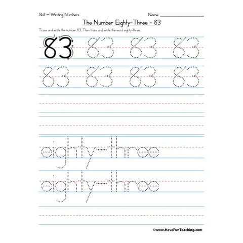 Number 83 Worksheet