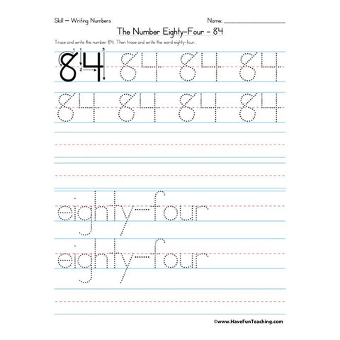 Number 84 Worksheet