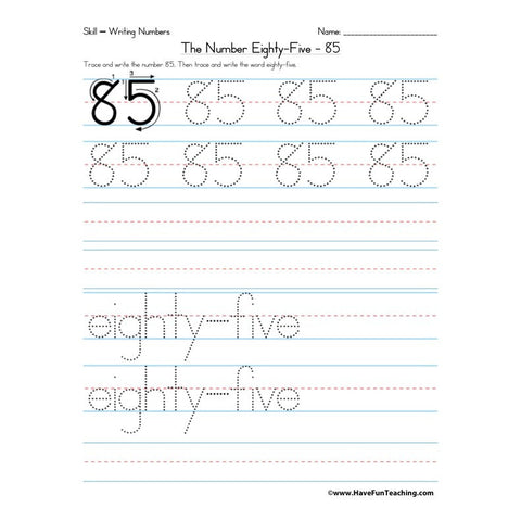 Number 85 Worksheet