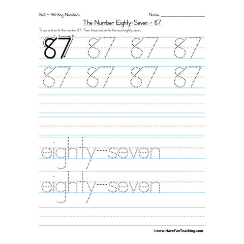 Number 87 Worksheet
