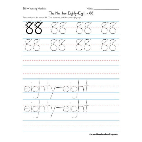 Number 88 Worksheet