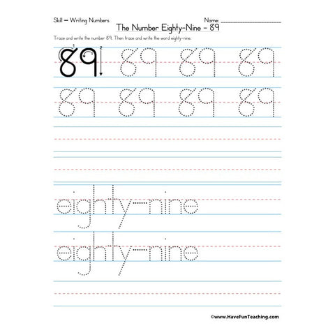 Number 89 Worksheet