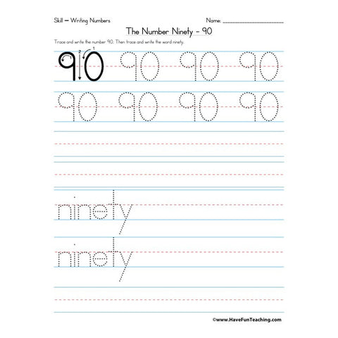 Number 90 Worksheet