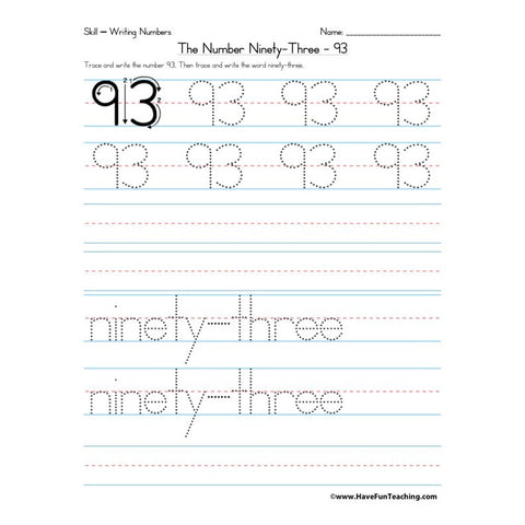 Number 93 Worksheet
