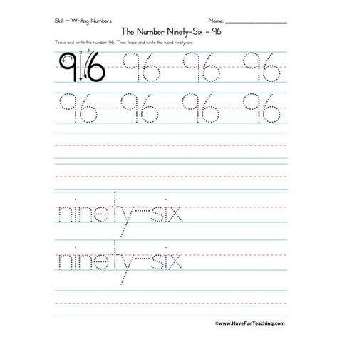 Number 96 Worksheet
