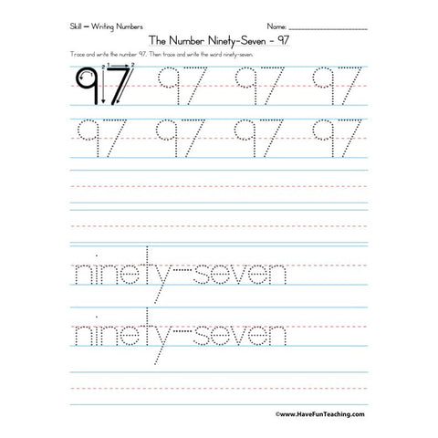 Number 97 Worksheet