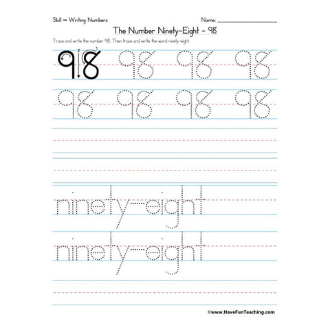 Number 98 Worksheet