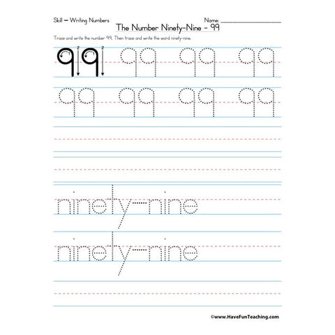 Number 99 Worksheet
