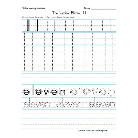 Number Eleven Worksheet