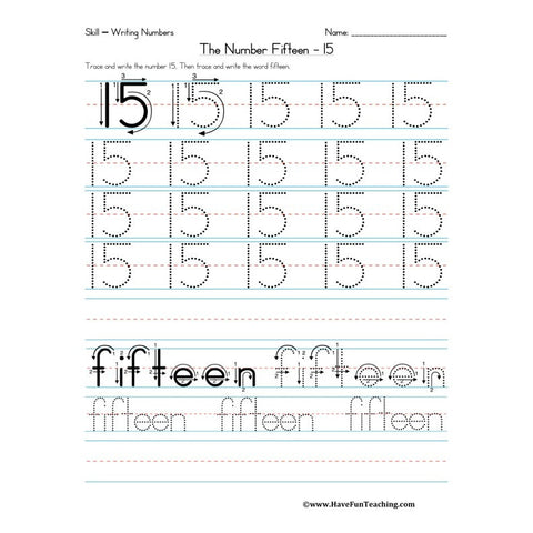 Number Fifteen Worksheet