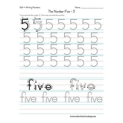Number Five Worksheet