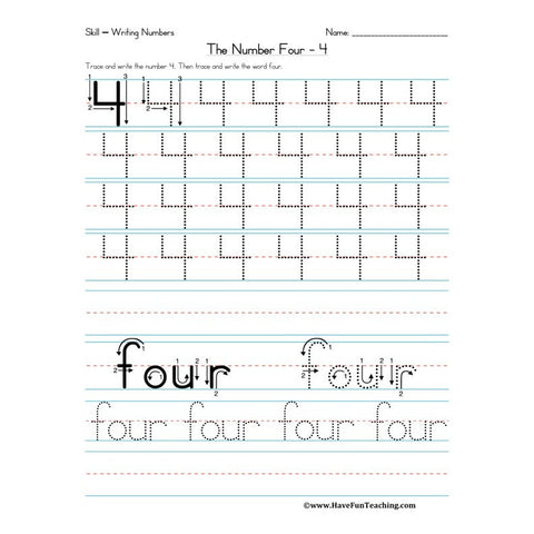 Number Four Worksheet