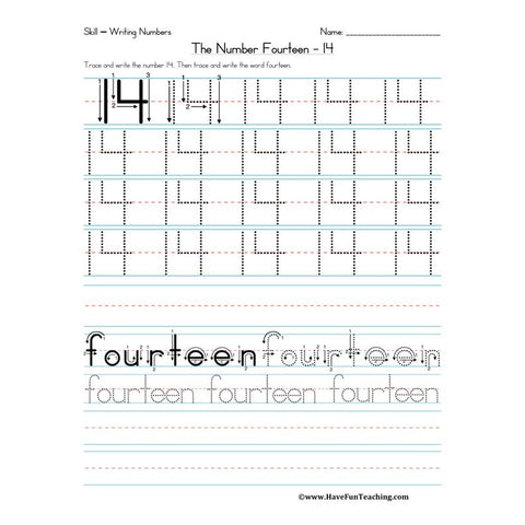 Number Fourteen Worksheet